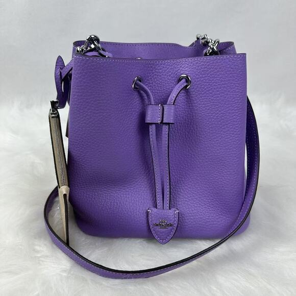 Coach Rowan Bucket Bag Shoulder/Crossbody In Leather & Canvas Iris CBH06 NWT - Picture 2 of 12